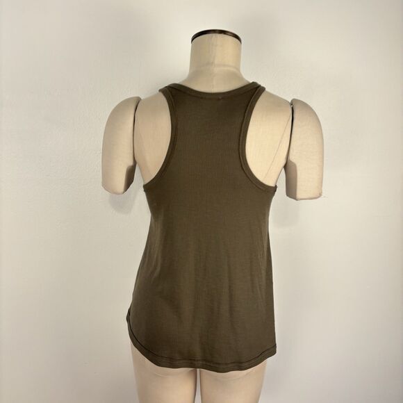 Free People Ribbed Tank Top Womens Size XS Army Green Racerback Flowy Athleisure - Picture 4 of 6